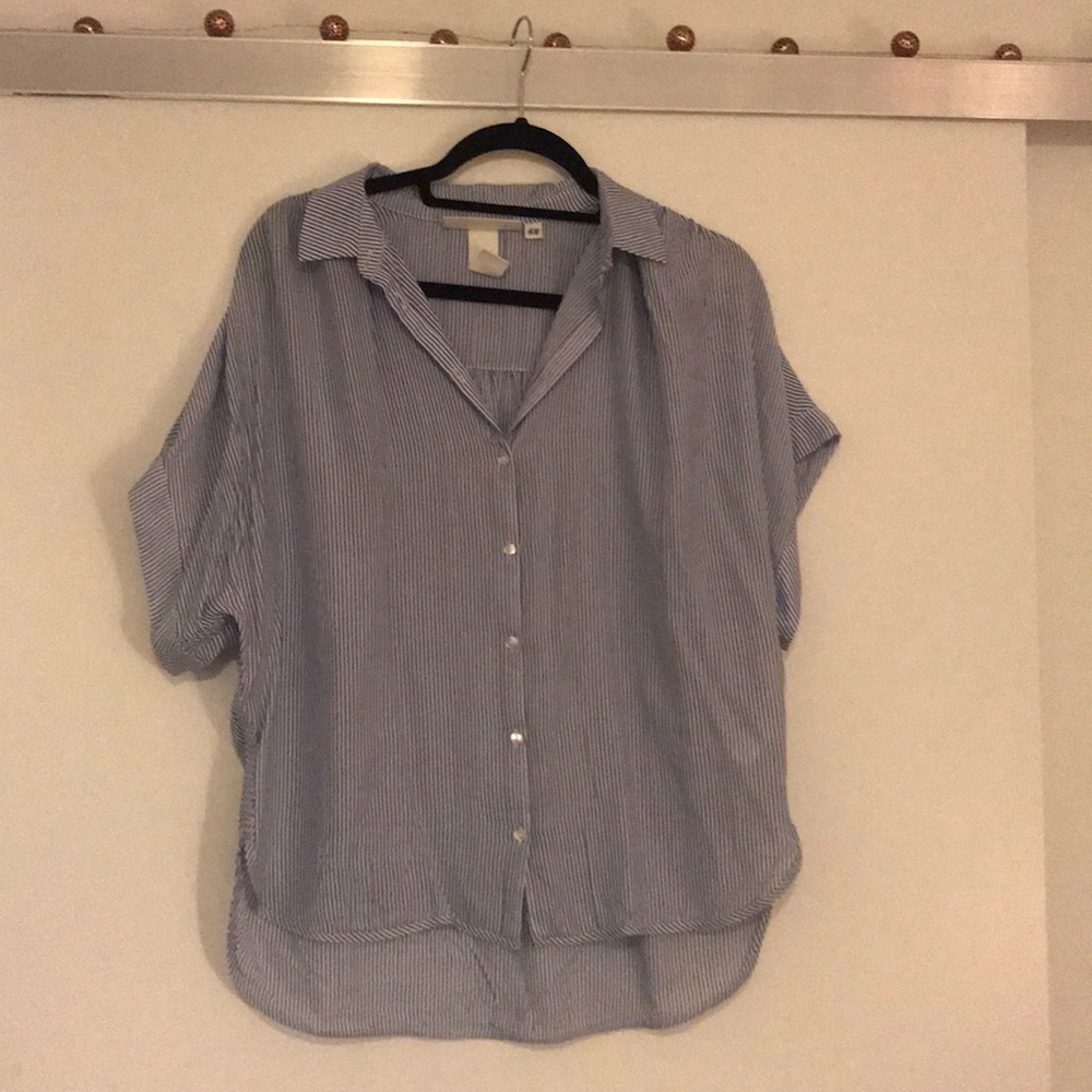 H&M blue and white striped shirt